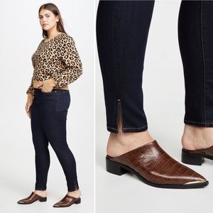 frame | le high skinny jeans copa wash dark indigo split cuff 32